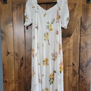 Sugar Lips White floral midi dress